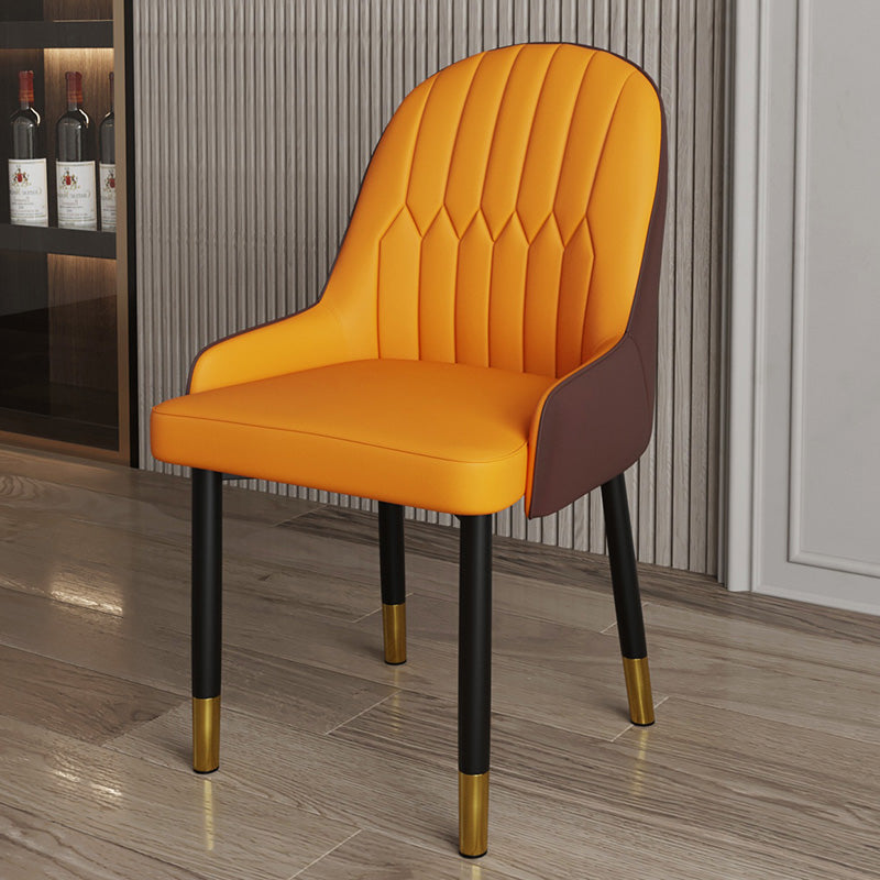 Scandinavian Metal Chairs Set Solid Back Arm Dining Room Kitchen Chair Khaki-Orange 1 Piece Brass Gold Clearhalo ' kitchen&dining_furn' 'Dining Chairs' 'Dining Tables & Seating' 'dining_chair' 'furn' 'furn_dining_chair' 'Furniture' 'furniture_dining_chair' 'Kitchen & Dining Furniture' 'kitchen' 4037970