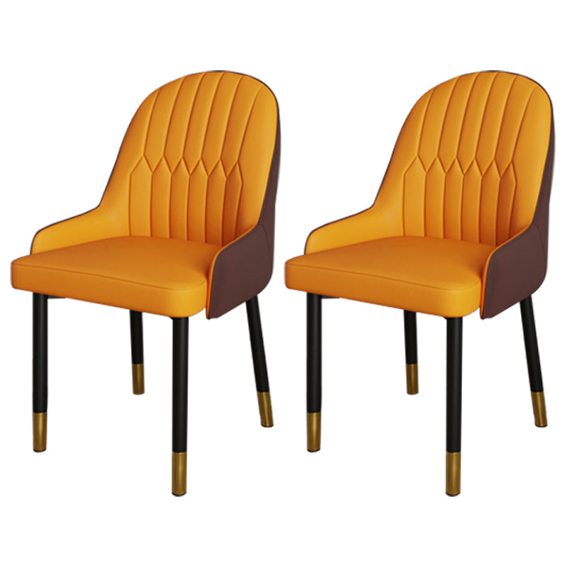 Scandinavian Metal Chairs Set Solid Back Arm Dining Room Kitchen Chair Khaki-Orange 2 Piece Set Brass Gold Clearhalo ' kitchen&dining_furn' 'Dining Chairs' 'Dining Tables & Seating' 'dining_chair' 'furn' 'furn_dining_chair' 'Furniture' 'furniture_dining_chair' 'Kitchen & Dining Furniture' 'kitchen' 4037971
