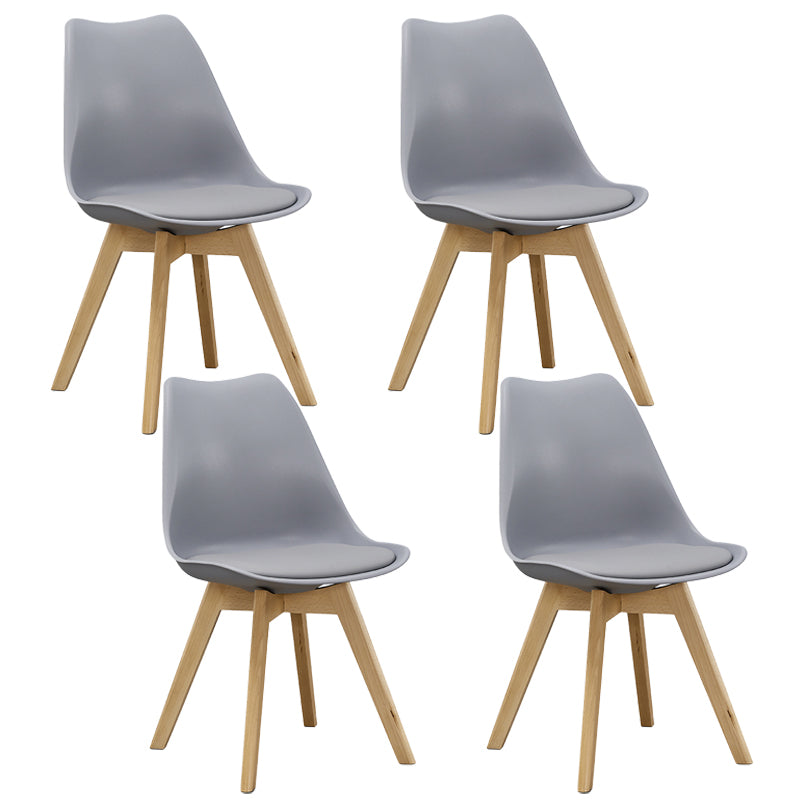 Eames Armless Dining Chairs Scandinavian Side Dining Chairs with Wood Legs Grey Set of 4 Clearhalo ' kitchen&dining_furn' 'Dining Chairs' 'Dining Tables & Seating' 'dining_chair' 'Furniture' 'furniture_dining_chair' 'Kitchen & Dining Furniture' 'kitchen' 4038002