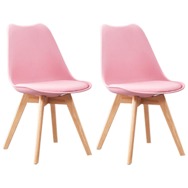 Eames Armless Dining Chairs Scandinavian Side Dining Chairs with Wood Legs Pink Set of 2 Clearhalo ' kitchen&dining_furn' 'Dining Chairs' 'Dining Tables & Seating' 'dining_chair' 'Furniture' 'furniture_dining_chair' 'Kitchen & Dining Furniture' 'kitchen' 4038010