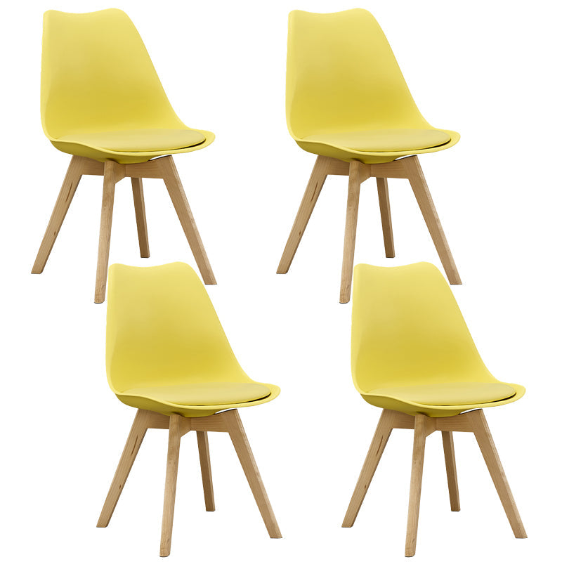 Eames Armless Dining Chairs Scandinavian Side Dining Chairs with Wood Legs Yellow Set of 4 Clearhalo ' kitchen&dining_furn' 'Dining Chairs' 'Dining Tables & Seating' 'dining_chair' 'Furniture' 'furniture_dining_chair' 'Kitchen & Dining Furniture' 'kitchen' 4038011