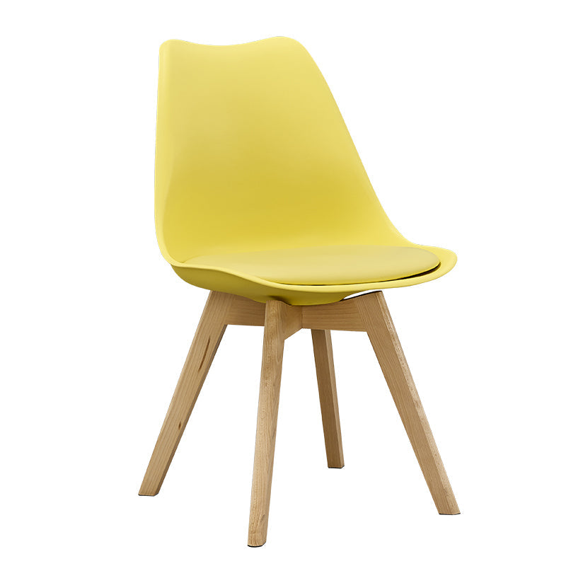 Eames Armless Dining Chairs Scandinavian Side Dining Chairs with Wood Legs Yellow 1 Piece Clearhalo ' kitchen&dining_furn' 'Dining Chairs' 'Dining Tables & Seating' 'dining_chair' 'Furniture' 'furniture_dining_chair' 'Kitchen & Dining Furniture' 'kitchen' 4038013