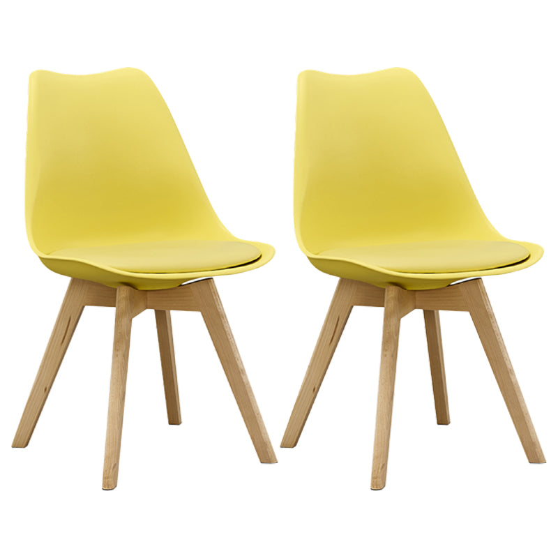 Eames Armless Dining Chairs Scandinavian Side Dining Chairs with Wood Legs Yellow Set of 2 Clearhalo ' kitchen&dining_furn' 'Dining Chairs' 'Dining Tables & Seating' 'dining_chair' 'Furniture' 'furniture_dining_chair' 'Kitchen & Dining Furniture' 'kitchen' 4038014