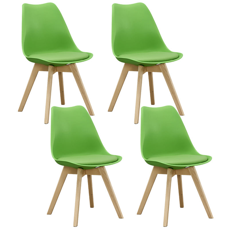 Eames Armless Dining Chairs Scandinavian Side Dining Chairs with Wood Legs Green Set of 4 Clearhalo ' kitchen&dining_furn' 'Dining Chairs' 'Dining Tables & Seating' 'dining_chair' 'Furniture' 'furniture_dining_chair' 'Kitchen & Dining Furniture' 'kitchen' 4038015