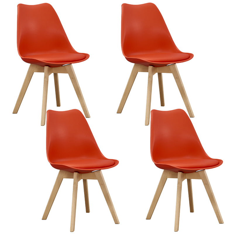 Eames Armless Dining Chairs Scandinavian Side Dining Chairs with Wood Legs Red Set of 4 Clearhalo ' kitchen&dining_furn' 'Dining Chairs' 'Dining Tables & Seating' 'dining_chair' 'Furniture' 'furniture_dining_chair' 'Kitchen & Dining Furniture' 'kitchen' 4038018
