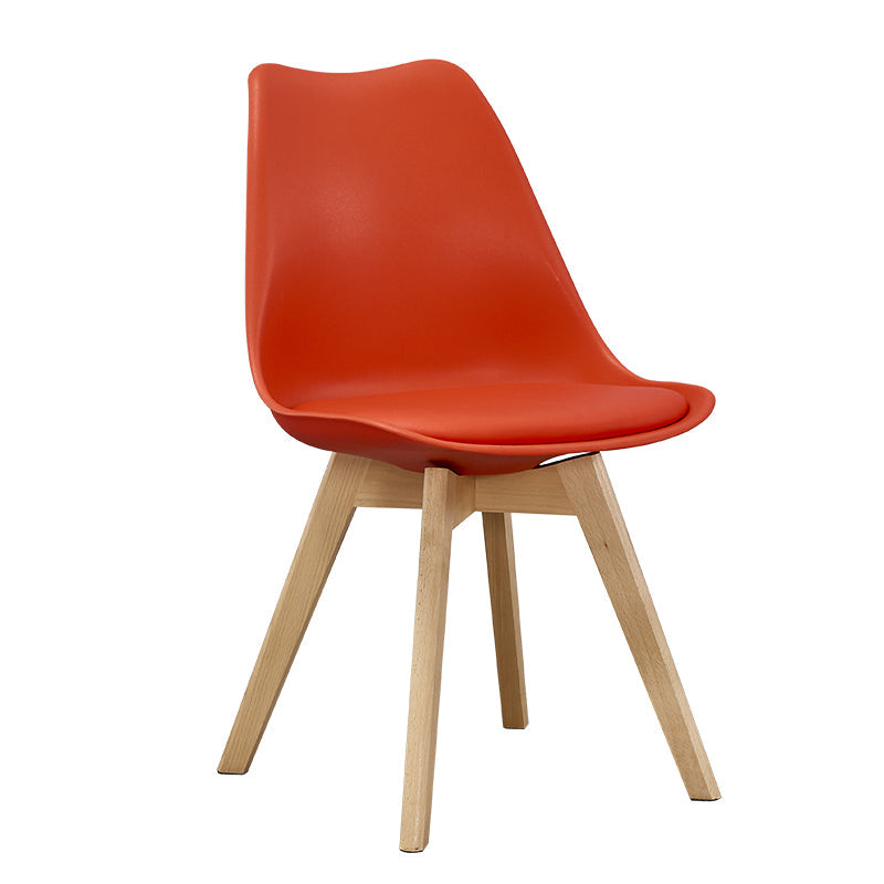 Eames Armless Dining Chairs Scandinavian Side Dining Chairs with Wood Legs Red 1 Piece Clearhalo ' kitchen&dining_furn' 'Dining Chairs' 'Dining Tables & Seating' 'dining_chair' 'Furniture' 'furniture_dining_chair' 'Kitchen & Dining Furniture' 'kitchen' 4038019