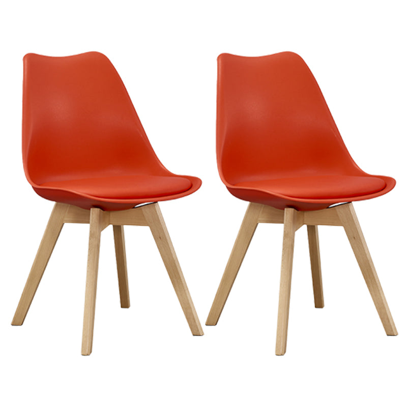 Eames Armless Dining Chairs Scandinavian Side Dining Chairs with Wood Legs Red Set of 2 Clearhalo ' kitchen&dining_furn' 'Dining Chairs' 'Dining Tables & Seating' 'dining_chair' 'Furniture' 'furniture_dining_chair' 'Kitchen & Dining Furniture' 'kitchen' 4038020