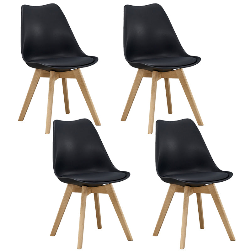 Eames Armless Dining Chairs Scandinavian Side Dining Chairs with Wood Legs Black Set of 4 Clearhalo ' kitchen&dining_furn' 'Dining Chairs' 'Dining Tables & Seating' 'dining_chair' 'Furniture' 'furniture_dining_chair' 'Kitchen & Dining Furniture' 'kitchen' 4038021