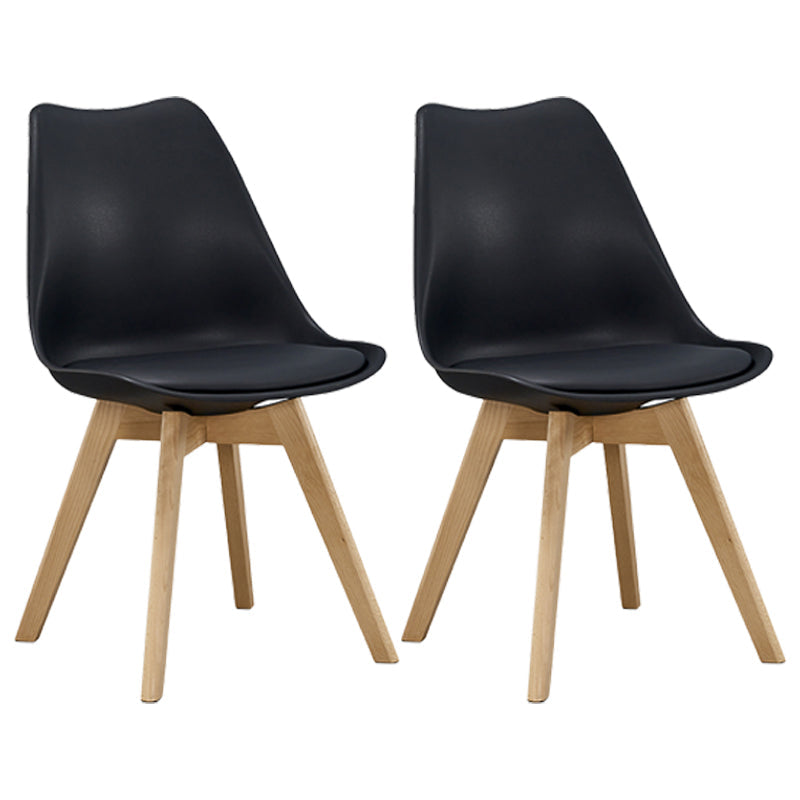 Eames Armless Dining Chairs Scandinavian Side Dining Chairs with Wood Legs Black Set of 2 Clearhalo ' kitchen&dining_furn' 'Dining Chairs' 'Dining Tables & Seating' 'dining_chair' 'Furniture' 'furniture_dining_chair' 'Kitchen & Dining Furniture' 'kitchen' 4038023