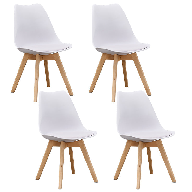 Eames Armless Dining Chairs Scandinavian Side Dining Chairs with Wood Legs White Set of 4 Clearhalo ' kitchen&dining_furn' 'Dining Chairs' 'Dining Tables & Seating' 'dining_chair' 'Furniture' 'furniture_dining_chair' 'Kitchen & Dining Furniture' 'kitchen' 4038024