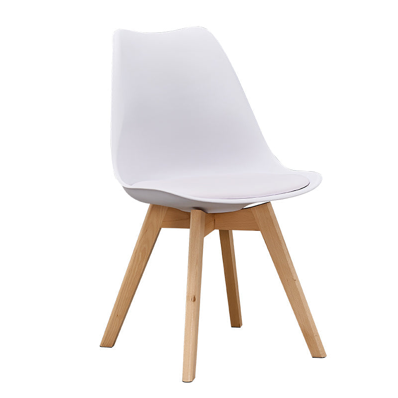 Eames Armless Dining Chairs Scandinavian Side Dining Chairs with Wood Legs White 1 Piece Clearhalo ' kitchen&dining_furn' 'Dining Chairs' 'Dining Tables & Seating' 'dining_chair' 'Furniture' 'furniture_dining_chair' 'Kitchen & Dining Furniture' 'kitchen' 4038025