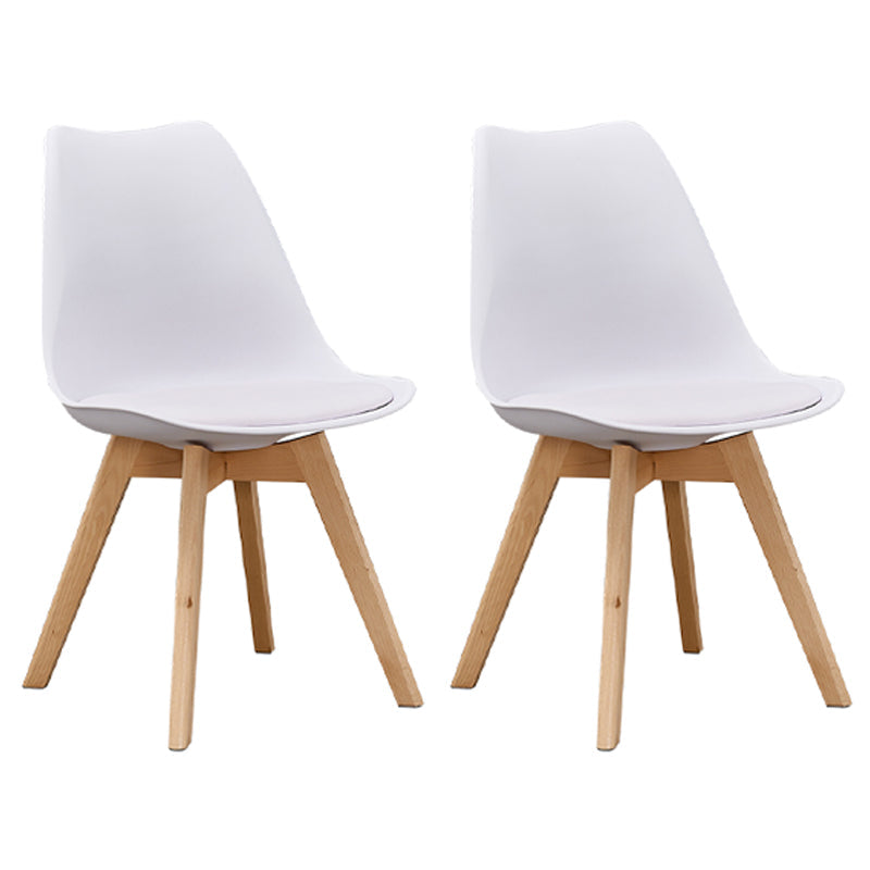 Eames Armless Dining Chairs Scandinavian Side Dining Chairs with Wood Legs White Set of 2 Clearhalo ' kitchen&dining_furn' 'Dining Chairs' 'Dining Tables & Seating' 'dining_chair' 'Furniture' 'furniture_dining_chair' 'Kitchen & Dining Furniture' 'kitchen' 4038026