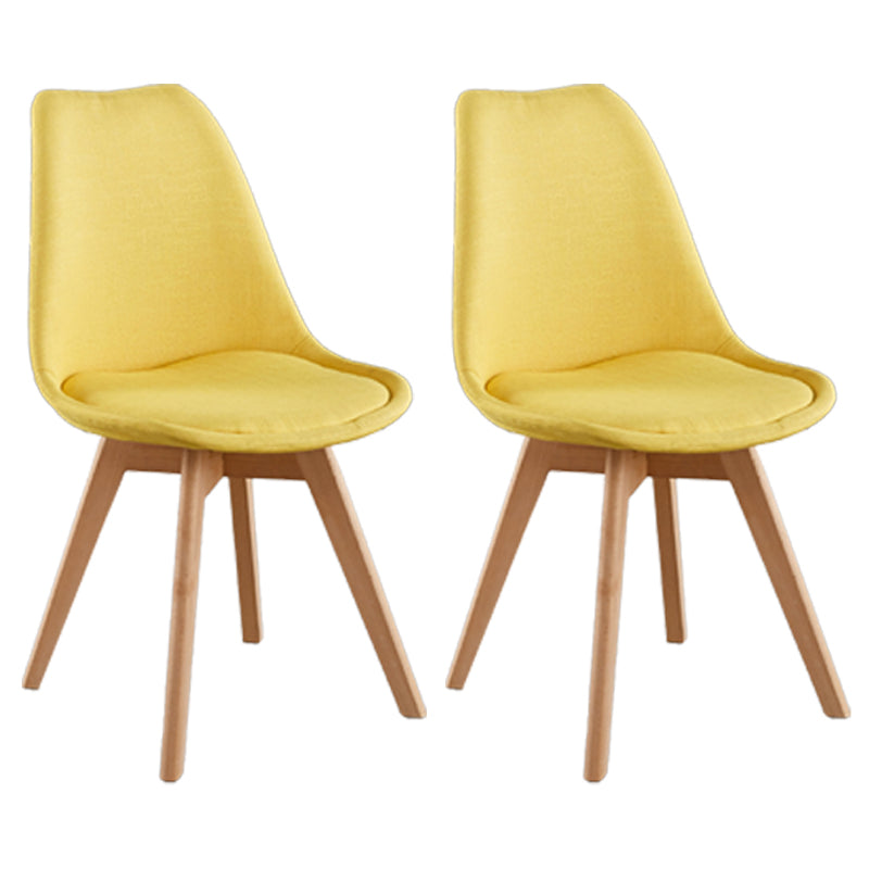 Eames Armless Dining Chairs Scandinavian Side Dining Chairs with Wood Legs Light Yellow Set of 2 Clearhalo ' kitchen&dining_furn' 'Dining Chairs' 'Dining Tables & Seating' 'dining_chair' 'Furniture' 'furniture_dining_chair' 'Kitchen & Dining Furniture' 'kitchen' 4038028