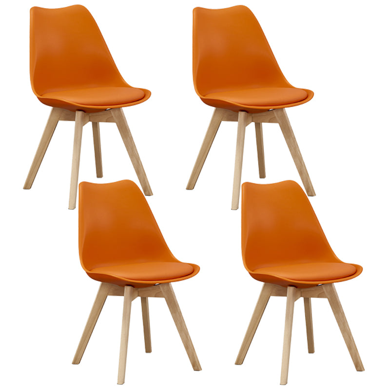 Eames Armless Dining Chairs Scandinavian Side Dining Chairs with Wood Legs Orange Set of 4 Clearhalo ' kitchen&dining_furn' 'Dining Chairs' 'Dining Tables & Seating' 'dining_chair' 'Furniture' 'furniture_dining_chair' 'Kitchen & Dining Furniture' 'kitchen' 4038035