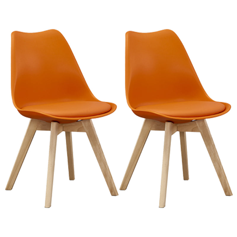 Eames Armless Dining Chairs Scandinavian Side Dining Chairs with Wood Legs Orange Set of 2 Clearhalo ' kitchen&dining_furn' 'Dining Chairs' 'Dining Tables & Seating' 'dining_chair' 'Furniture' 'furniture_dining_chair' 'Kitchen & Dining Furniture' 'kitchen' 4038037