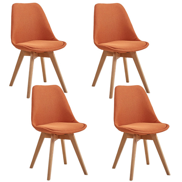 Eames Armless Dining Chairs Scandinavian Side Dining Chairs with Wood Legs Orange-Red Set of 4 Clearhalo ' kitchen&dining_furn' 'Dining Chairs' 'Dining Tables & Seating' 'dining_chair' 'Furniture' 'furniture_dining_chair' 'Kitchen & Dining Furniture' 'kitchen' 4038038