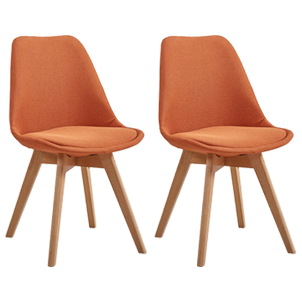 Eames Armless Dining Chairs Scandinavian Side Dining Chairs with Wood Legs Orange-Red Set of 2 Clearhalo ' kitchen&dining_furn' 'Dining Chairs' 'Dining Tables & Seating' 'dining_chair' 'Furniture' 'furniture_dining_chair' 'Kitchen & Dining Furniture' 'kitchen' 4038040