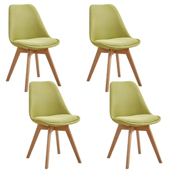Eames Armless Dining Chairs Scandinavian Side Dining Chairs with Wood Legs Pea Green Set of 4 Clearhalo ' kitchen&dining_furn' 'Dining Chairs' 'Dining Tables & Seating' 'dining_chair' 'Furniture' 'furniture_dining_chair' 'Kitchen & Dining Furniture' 'kitchen' 4038041