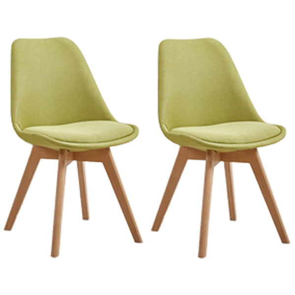 Eames Armless Dining Chairs Scandinavian Side Dining Chairs with Wood Legs Pea Green Set of 2 Clearhalo ' kitchen&dining_furn' 'Dining Chairs' 'Dining Tables & Seating' 'dining_chair' 'Furniture' 'furniture_dining_chair' 'Kitchen & Dining Furniture' 'kitchen' 4038043