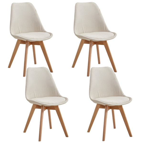Eames Armless Dining Chairs Scandinavian Side Dining Chairs with Wood Legs Cream Set of 4 Clearhalo ' kitchen&dining_furn' 'Dining Chairs' 'Dining Tables & Seating' 'dining_chair' 'Furniture' 'furniture_dining_chair' 'Kitchen & Dining Furniture' 'kitchen' 4038044