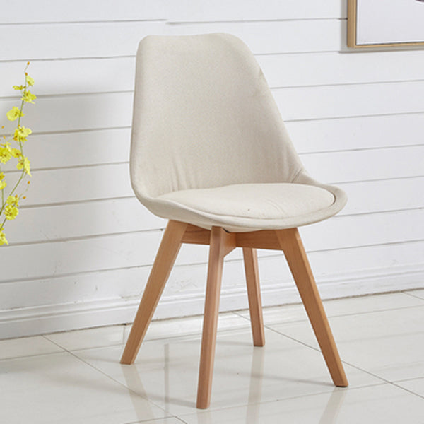 Eames Armless Dining Chairs Scandinavian Side Dining Chairs with Wood Legs Cream 1 Piece Clearhalo ' kitchen&dining_furn' 'Dining Chairs' 'Dining Tables & Seating' 'dining_chair' 'Furniture' 'furniture_dining_chair' 'Kitchen & Dining Furniture' 'kitchen' 4038045