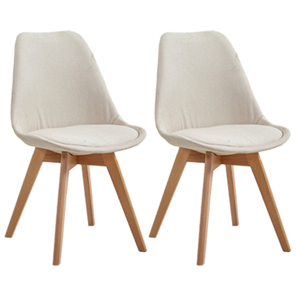 Eames Armless Dining Chairs Scandinavian Side Dining Chairs with Wood Legs Cream Set of 2 Clearhalo ' kitchen&dining_furn' 'Dining Chairs' 'Dining Tables & Seating' 'dining_chair' 'Furniture' 'furniture_dining_chair' 'Kitchen & Dining Furniture' 'kitchen' 4038046