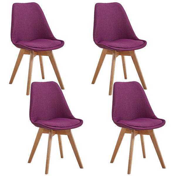 Eames Armless Dining Chairs Scandinavian Side Dining Chairs with Wood Legs Purple Set of 4 Clearhalo ' kitchen&dining_furn' 'Dining Chairs' 'Dining Tables & Seating' 'dining_chair' 'Furniture' 'furniture_dining_chair' 'Kitchen & Dining Furniture' 'kitchen' 4038053