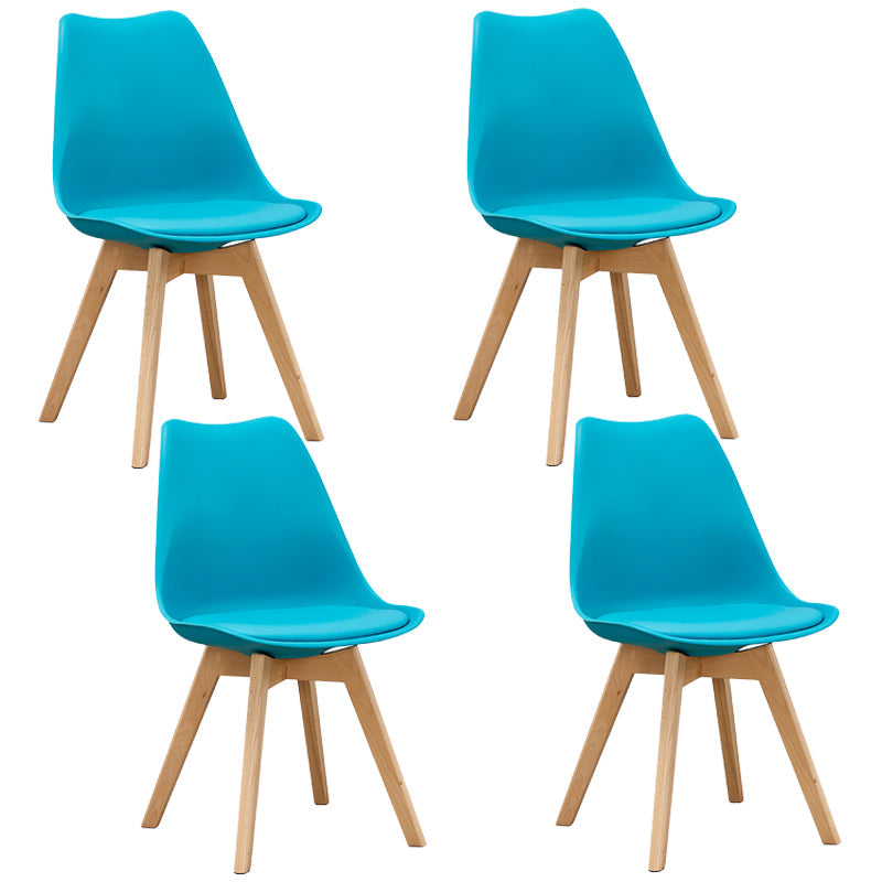 Eames Armless Dining Chairs Scandinavian Side Dining Chairs with Wood Legs Ocean Blue Set of 4 Clearhalo ' kitchen&dining_furn' 'Dining Chairs' 'Dining Tables & Seating' 'dining_chair' 'Furniture' 'furniture_dining_chair' 'Kitchen & Dining Furniture' 'kitchen' 4038056