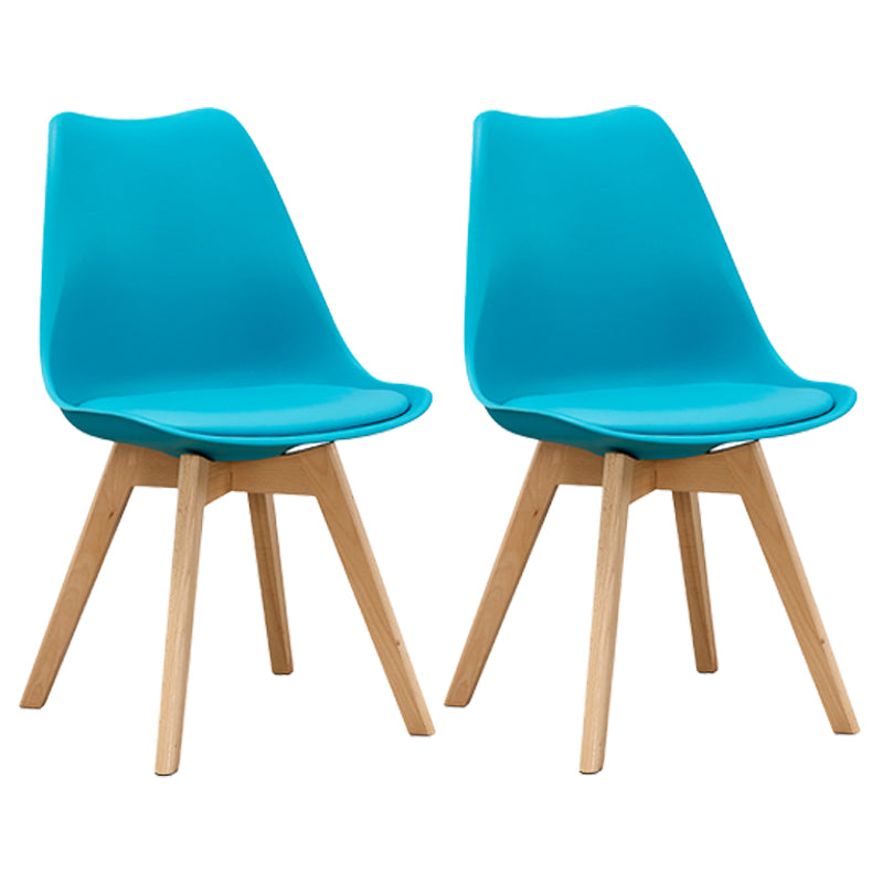 Eames Armless Dining Chairs Scandinavian Side Dining Chairs with Wood Legs Ocean Blue Set of 2 Clearhalo ' kitchen&dining_furn' 'Dining Chairs' 'Dining Tables & Seating' 'dining_chair' 'Furniture' 'furniture_dining_chair' 'Kitchen & Dining Furniture' 'kitchen' 4038058