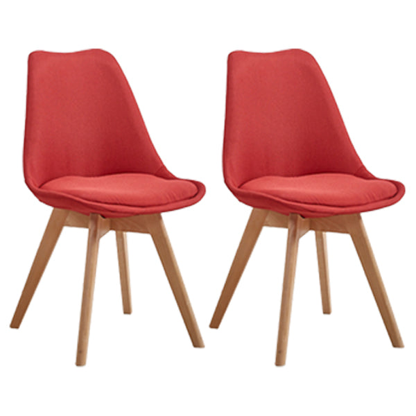 Eames Armless Dining Chairs Scandinavian Side Dining Chairs with Wood Legs Watermelon Red Set of 2 Clearhalo ' kitchen&dining_furn' 'Dining Chairs' 'Dining Tables & Seating' 'dining_chair' 'Furniture' 'furniture_dining_chair' 'Kitchen & Dining Furniture' 'kitchen' 4038061