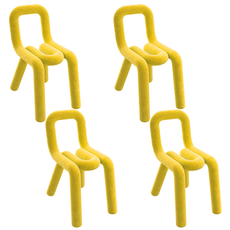 Contemporary Style Velvet Chair Set Open Back Side Dining Kitchen Chairs Yellow 4 Piece Set Clearhalo ' kitchen&dining_furn' 'Dining Chairs' 'Dining Tables & Seating' 'dining_chair' 'furn' 'furn_dining_chair' 'Furniture' 'furniture_dining_chair' 'Kitchen & Dining Furniture' 'kitchen' 4038064