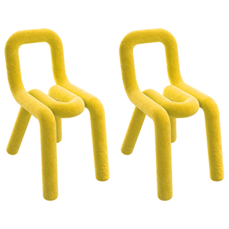 Contemporary Style Velvet Chair Set Open Back Side Dining Kitchen Chairs Yellow 2 Piece Set Clearhalo ' kitchen&dining_furn' 'Dining Chairs' 'Dining Tables & Seating' 'dining_chair' 'furn' 'furn_dining_chair' 'Furniture' 'furniture_dining_chair' 'Kitchen & Dining Furniture' 'kitchen' 4038068