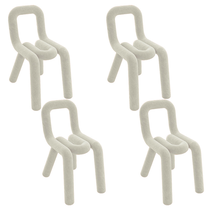 Contemporary Style Velvet Chair Set Open Back Side Dining Kitchen Chairs Off-White 4 Piece Set Clearhalo ' kitchen&dining_furn' 'Dining Chairs' 'Dining Tables & Seating' 'dining_chair' 'furn' 'furn_dining_chair' 'Furniture' 'furniture_dining_chair' 'Kitchen & Dining Furniture' 'kitchen' 4038070