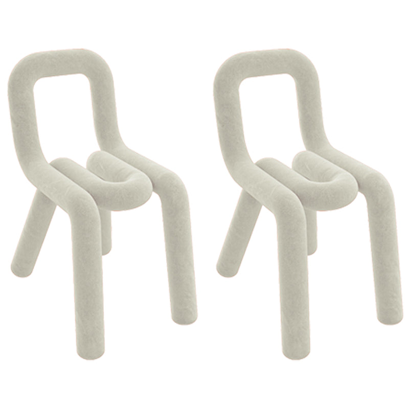 Contemporary Style Velvet Chair Set Open Back Side Dining Kitchen Chairs Off-White 2 Piece Set Clearhalo ' kitchen&dining_furn' 'Dining Chairs' 'Dining Tables & Seating' 'dining_chair' 'furn' 'furn_dining_chair' 'Furniture' 'furniture_dining_chair' 'Kitchen & Dining Furniture' 'kitchen' 4038074