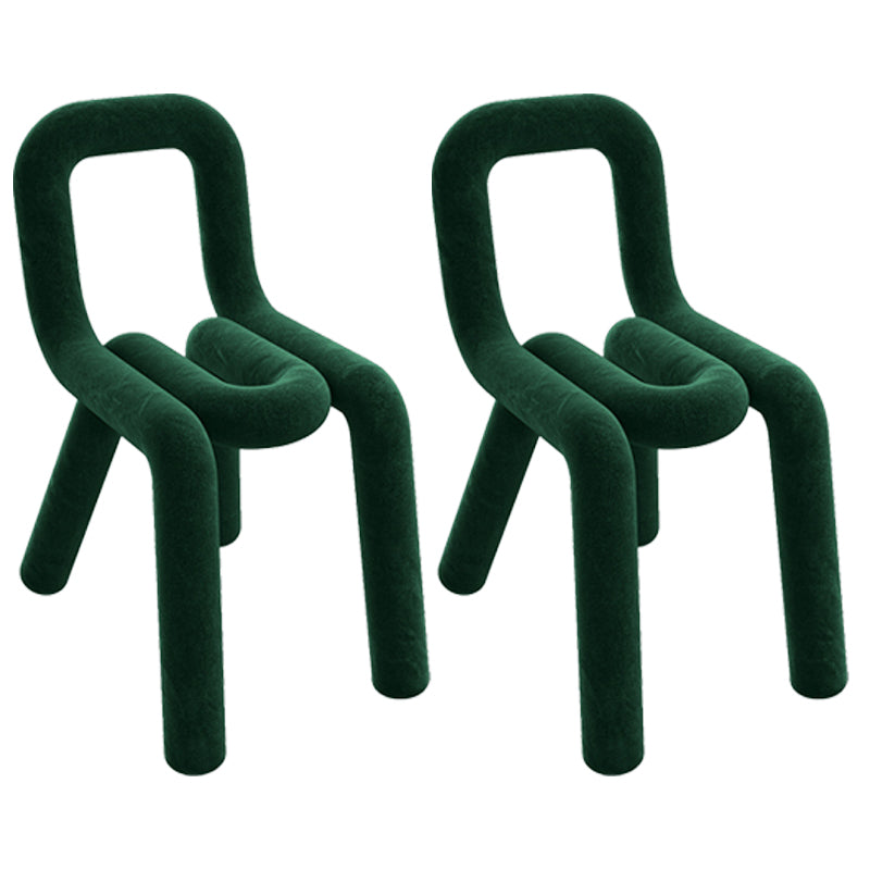 Contemporary Style Velvet Chair Set Open Back Side Dining Kitchen Chairs Blackish Green 2 Piece Set Clearhalo ' kitchen&dining_furn' 'Dining Chairs' 'Dining Tables & Seating' 'dining_chair' 'furn' 'furn_dining_chair' 'Furniture' 'furniture_dining_chair' 'Kitchen & Dining Furniture' 'kitchen' 4038078