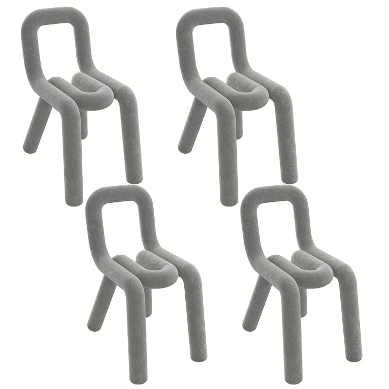 Contemporary Style Velvet Chair Set Open Back Side Dining Kitchen Chairs Dark Gray 4 Piece Set Clearhalo ' kitchen&dining_furn' 'Dining Chairs' 'Dining Tables & Seating' 'dining_chair' 'furn' 'furn_dining_chair' 'Furniture' 'furniture_dining_chair' 'Kitchen & Dining Furniture' 'kitchen' 4038079