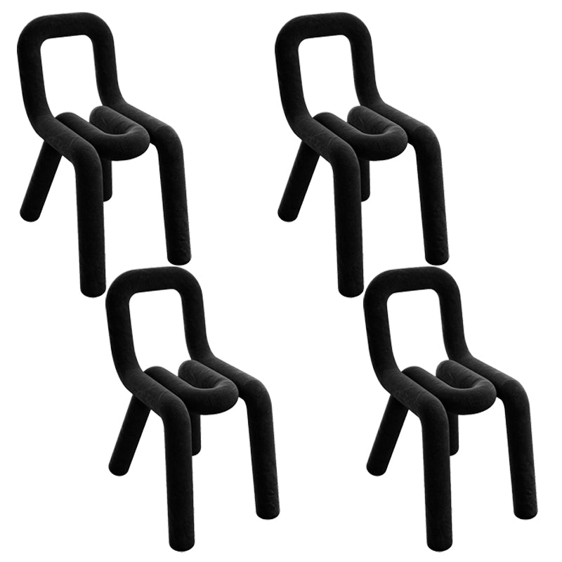 Contemporary Style Velvet Chair Set Open Back Side Dining Kitchen Chairs Black 4 Piece Set Clearhalo ' kitchen&dining_furn' 'Dining Chairs' 'Dining Tables & Seating' 'dining_chair' 'furn' 'furn_dining_chair' 'Furniture' 'furniture_dining_chair' 'Kitchen & Dining Furniture' 'kitchen' 4038082