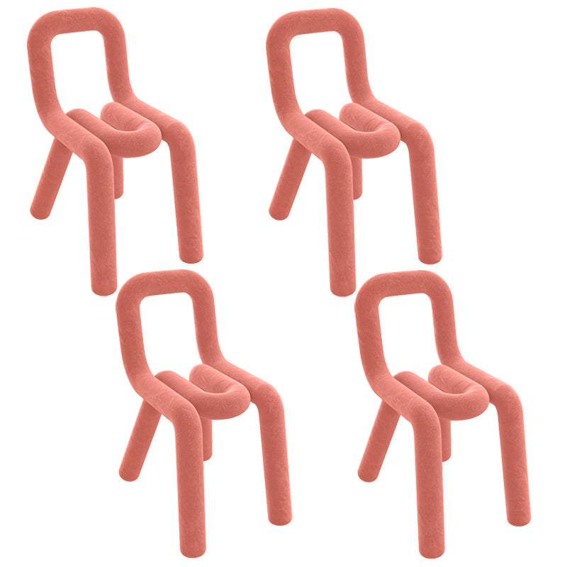 Contemporary Style Velvet Chair Set Open Back Side Dining Kitchen Chairs Cameo Brown 4 Piece Set Clearhalo ' kitchen&dining_furn' 'Dining Chairs' 'Dining Tables & Seating' 'dining_chair' 'furn' 'furn_dining_chair' 'Furniture' 'furniture_dining_chair' 'Kitchen & Dining Furniture' 'kitchen' 4038085