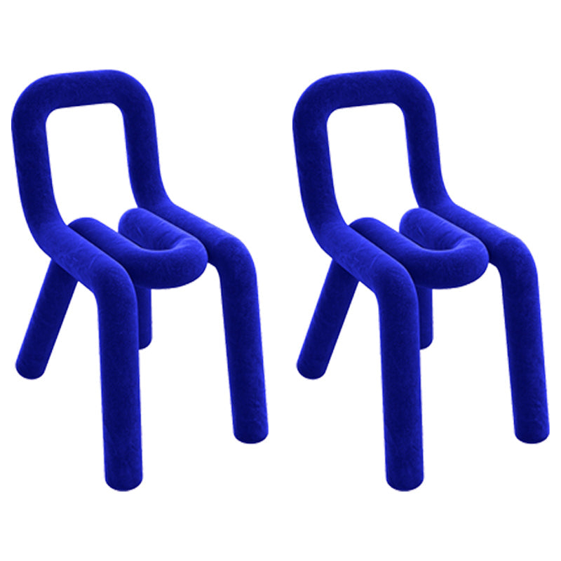 Contemporary Style Velvet Chair Set Open Back Side Dining Kitchen Chairs Royal Blue 2 Piece Set Clearhalo ' kitchen&dining_furn' 'Dining Chairs' 'Dining Tables & Seating' 'dining_chair' 'furn' 'furn_dining_chair' 'Furniture' 'furniture_dining_chair' 'Kitchen & Dining Furniture' 'kitchen' 4038096