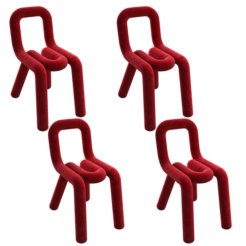 Contemporary Style Velvet Chair Set Open Back Side Dining Kitchen Chairs Red 4 Piece Set Clearhalo ' kitchen&dining_furn' 'Dining Chairs' 'Dining Tables & Seating' 'dining_chair' 'furn' 'furn_dining_chair' 'Furniture' 'furniture_dining_chair' 'Kitchen & Dining Furniture' 'kitchen' 4038097