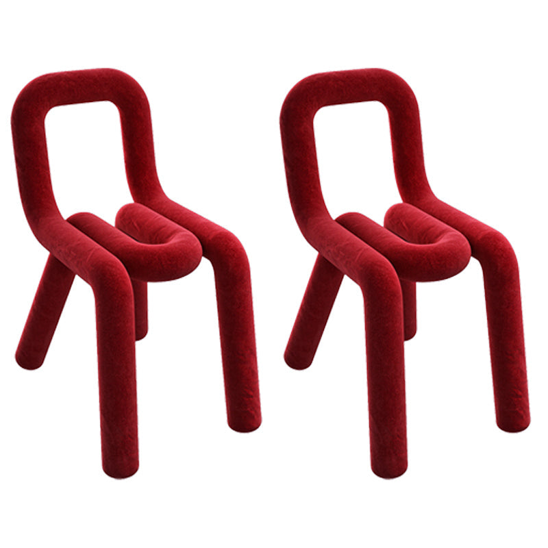 Contemporary Style Velvet Chair Set Open Back Side Dining Kitchen Chairs Red 2 Piece Set Clearhalo ' kitchen&dining_furn' 'Dining Chairs' 'Dining Tables & Seating' 'dining_chair' 'furn' 'furn_dining_chair' 'Furniture' 'furniture_dining_chair' 'Kitchen & Dining Furniture' 'kitchen' 4038099