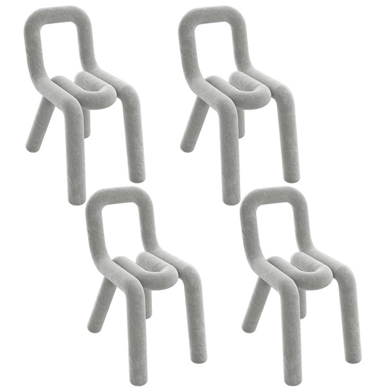 Contemporary Style Velvet Chair Set Open Back Side Dining Kitchen Chairs Light Gray 4 Piece Set Clearhalo ' kitchen&dining_furn' 'Dining Chairs' 'Dining Tables & Seating' 'dining_chair' 'furn' 'furn_dining_chair' 'Furniture' 'furniture_dining_chair' 'Kitchen & Dining Furniture' 'kitchen' 4038100