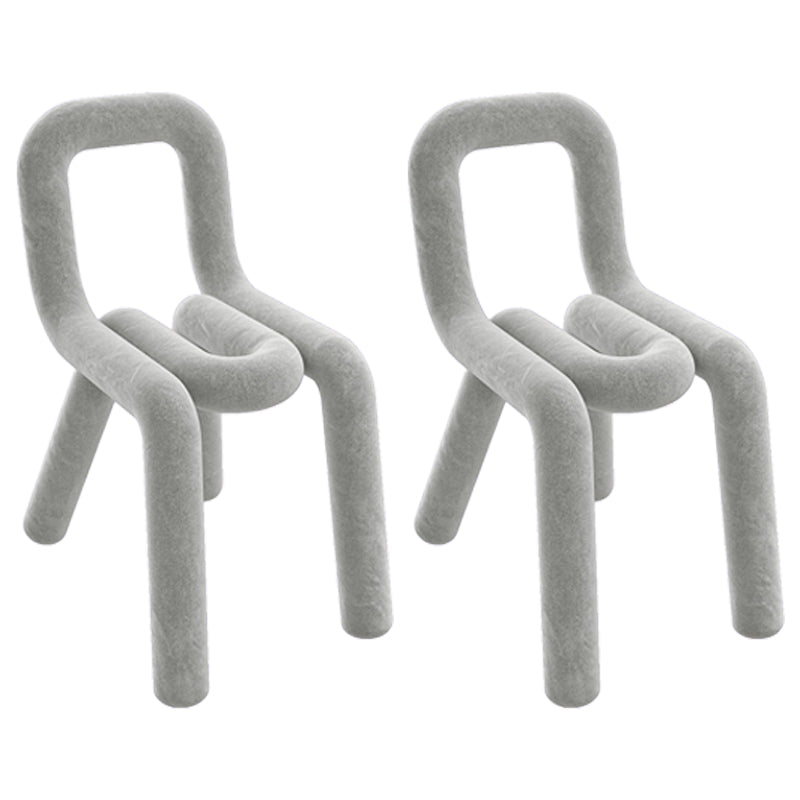 Contemporary Style Velvet Chair Set Open Back Side Dining Kitchen Chairs Light Gray 2 Piece Set Clearhalo ' kitchen&dining_furn' 'Dining Chairs' 'Dining Tables & Seating' 'dining_chair' 'furn' 'furn_dining_chair' 'Furniture' 'furniture_dining_chair' 'Kitchen & Dining Furniture' 'kitchen' 4038102