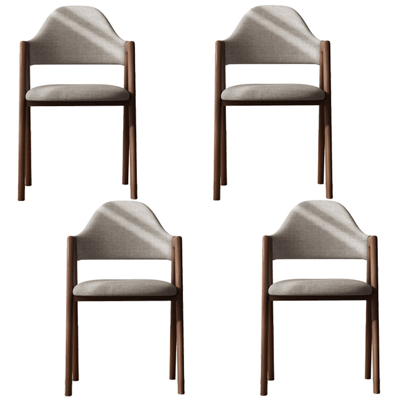Modern Dining Arm Chairs Upholstered Open Back Armchair with Metal Legs Grey 4 Piece Set Walnut Clearhalo ' kitchen&dining_furn' 'Dining Chairs' 'Dining Tables & Seating' 'dining_chair' 'furn' 'furn_dining_chair' 'Furniture' 'furniture_dining_chair' 'Kitchen & Dining Furniture' 'kitchen' 4038111