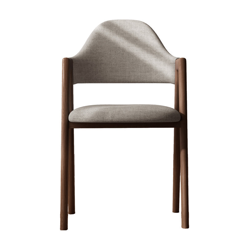 Modern Dining Arm Chairs Upholstered Open Back Armchair with Metal Legs Grey 1 Piece Walnut Clearhalo ' kitchen&dining_furn' 'Dining Chairs' 'Dining Tables & Seating' 'dining_chair' 'furn' 'furn_dining_chair' 'Furniture' 'furniture_dining_chair' 'Kitchen & Dining Furniture' 'kitchen' 4038112