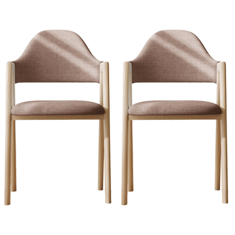 Modern Dining Arm Chairs Upholstered Open Back Armchair with Metal Legs Coffee 2 Piece Set Natural Wood Clearhalo ' kitchen&dining_furn' 'Dining Chairs' 'Dining Tables & Seating' 'dining_chair' 'furn' 'furn_dining_chair' 'Furniture' 'furniture_dining_chair' 'Kitchen & Dining Furniture' 'kitchen' 4038129