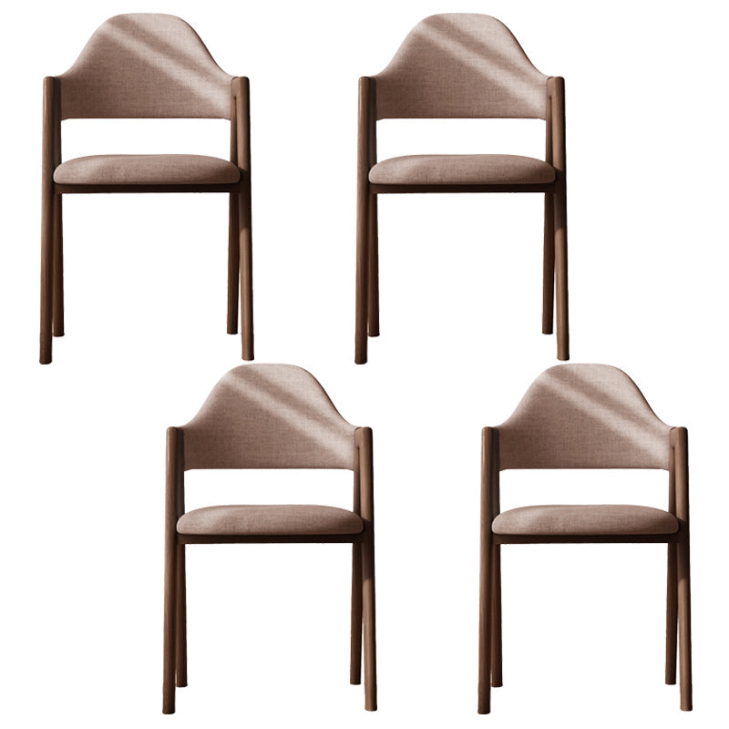 Modern Dining Arm Chairs Upholstered Open Back Armchair with Metal Legs Coffee 4 Piece Set Walnut Clearhalo ' kitchen&dining_furn' 'Dining Chairs' 'Dining Tables & Seating' 'dining_chair' 'furn' 'furn_dining_chair' 'Furniture' 'furniture_dining_chair' 'Kitchen & Dining Furniture' 'kitchen' 4038130