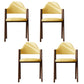 Modern Dining Arm Chairs Upholstered Open Back Armchair with Metal Legs Yellow 4 Piece Set Walnut Clearhalo ' kitchen&dining_furn' 'Dining Chairs' 'Dining Tables & Seating' 'dining_chair' 'furn' 'furn_dining_chair' 'Furniture' 'furniture_dining_chair' 'Kitchen & Dining Furniture' 'kitchen' 4038133