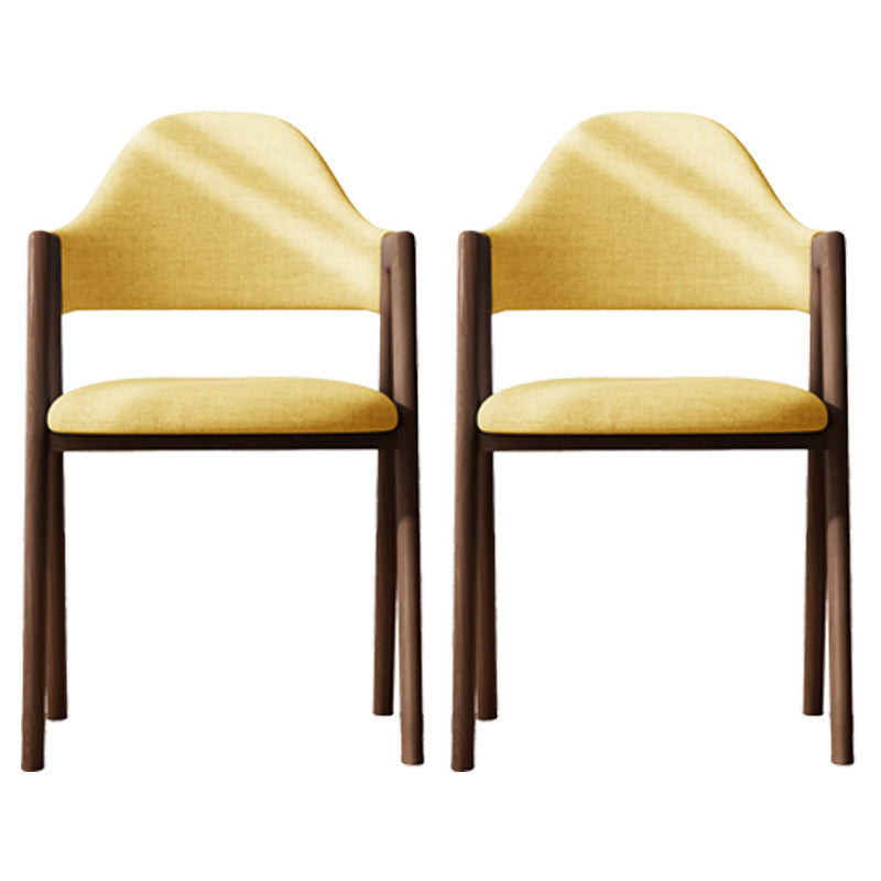 Modern Dining Arm Chairs Upholstered Open Back Armchair with Metal Legs Yellow 2 Piece Set Walnut Clearhalo ' kitchen&dining_furn' 'Dining Chairs' 'Dining Tables & Seating' 'dining_chair' 'furn' 'furn_dining_chair' 'Furniture' 'furniture_dining_chair' 'Kitchen & Dining Furniture' 'kitchen' 4038135