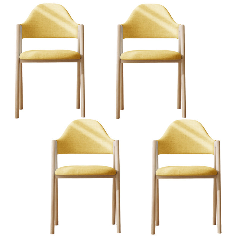 Modern Dining Arm Chairs Upholstered Open Back Armchair with Metal Legs Yellow 4 Piece Set Natural Wood Clearhalo ' kitchen&dining_furn' 'Dining Chairs' 'Dining Tables & Seating' 'dining_chair' 'furn' 'furn_dining_chair' 'Furniture' 'furniture_dining_chair' 'Kitchen & Dining Furniture' 'kitchen' 4038139